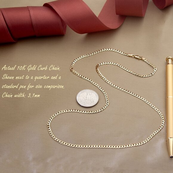 Real 10K Gold Cuban Curb Chain 20 inch 3 mm, Stamped 10K ITALY for Authenticity - Picture 7 of 7